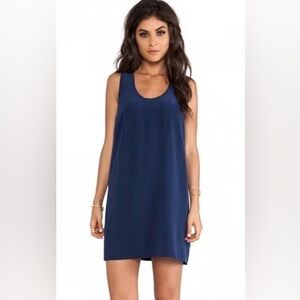 (EUC)Theory navy silk Farica sleeveless slip dress